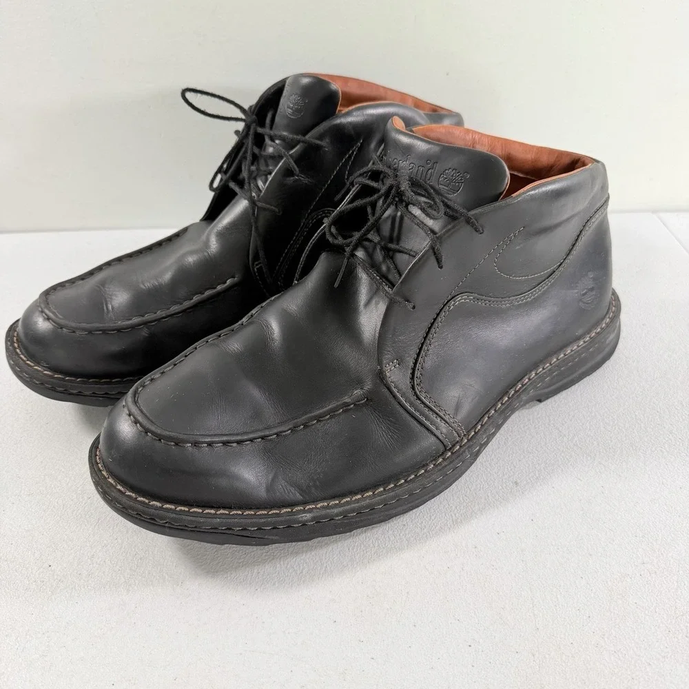 Timberland Smart Comfort Men's Black Leather‎ Moc Toe Chukka Boots Size 10.5 M